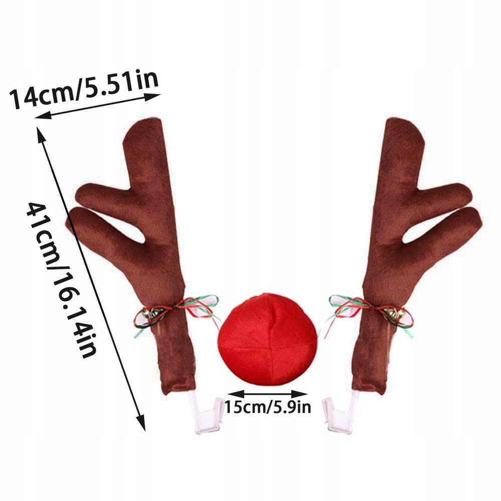 DEKORACJA OZDOBA ŚWIĄTECZNA NA SAMOCHÓD AUTO ZESTAW ROGI RENIFERA + NOS Marka Raltek