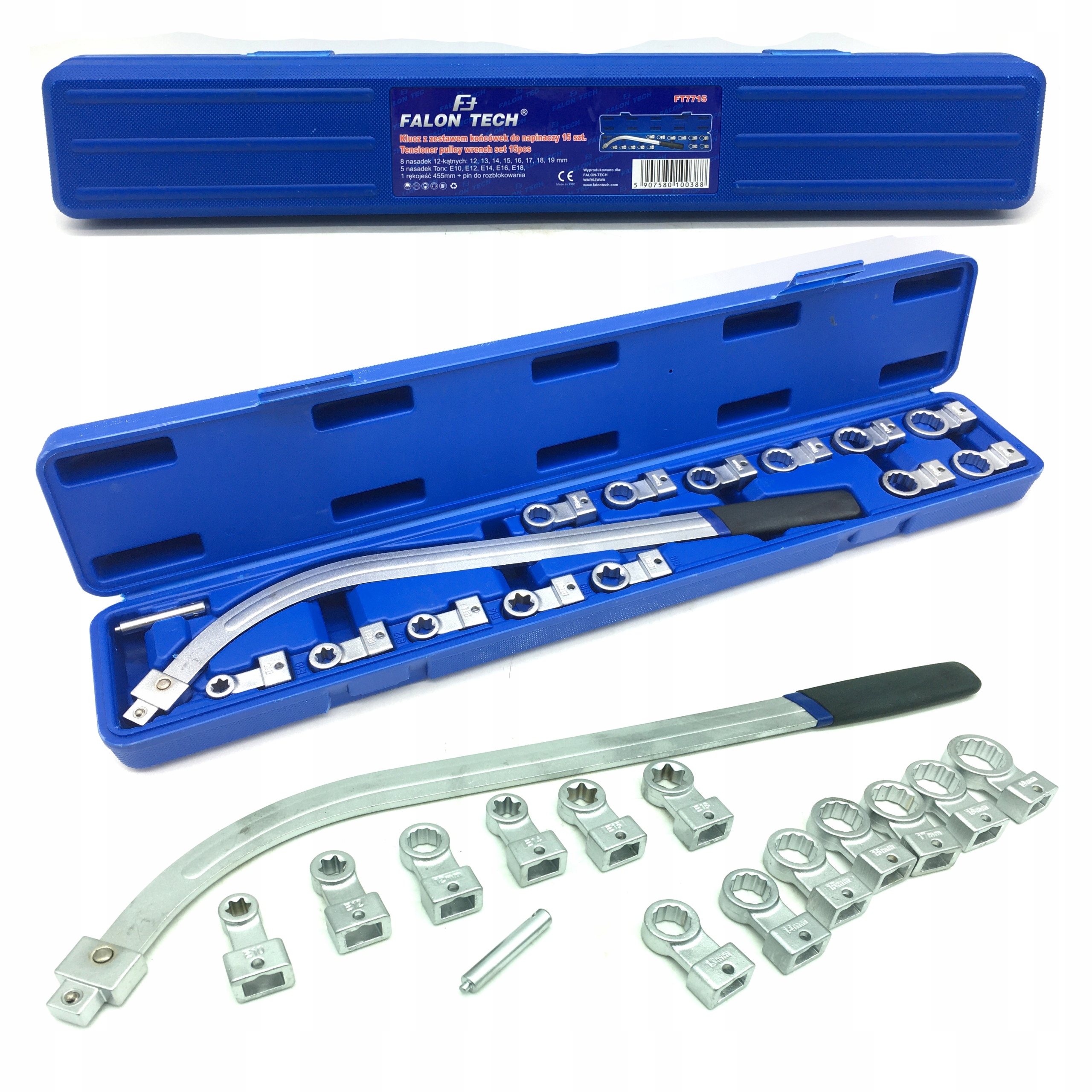 Klucze do napinaczy 15el zestaw kluczy 12-19mm torx