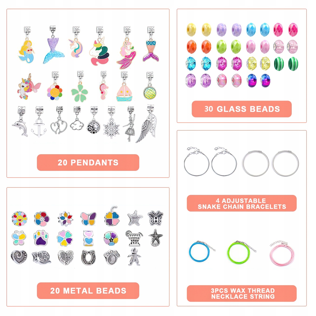 ZESTAW DO ROBIENIA BRANSOLETEK NASZYJNIKÓW PREZENT ZAWIESZKI KORALIKI Waga produktu z opakowaniem jednostkowym 0.281 kg