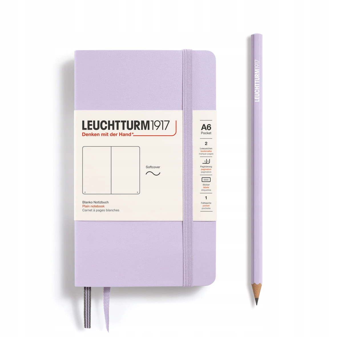 Notatnik Leuchtturm1917 Pocket A6, miękka oprawa, gładki, Lilac