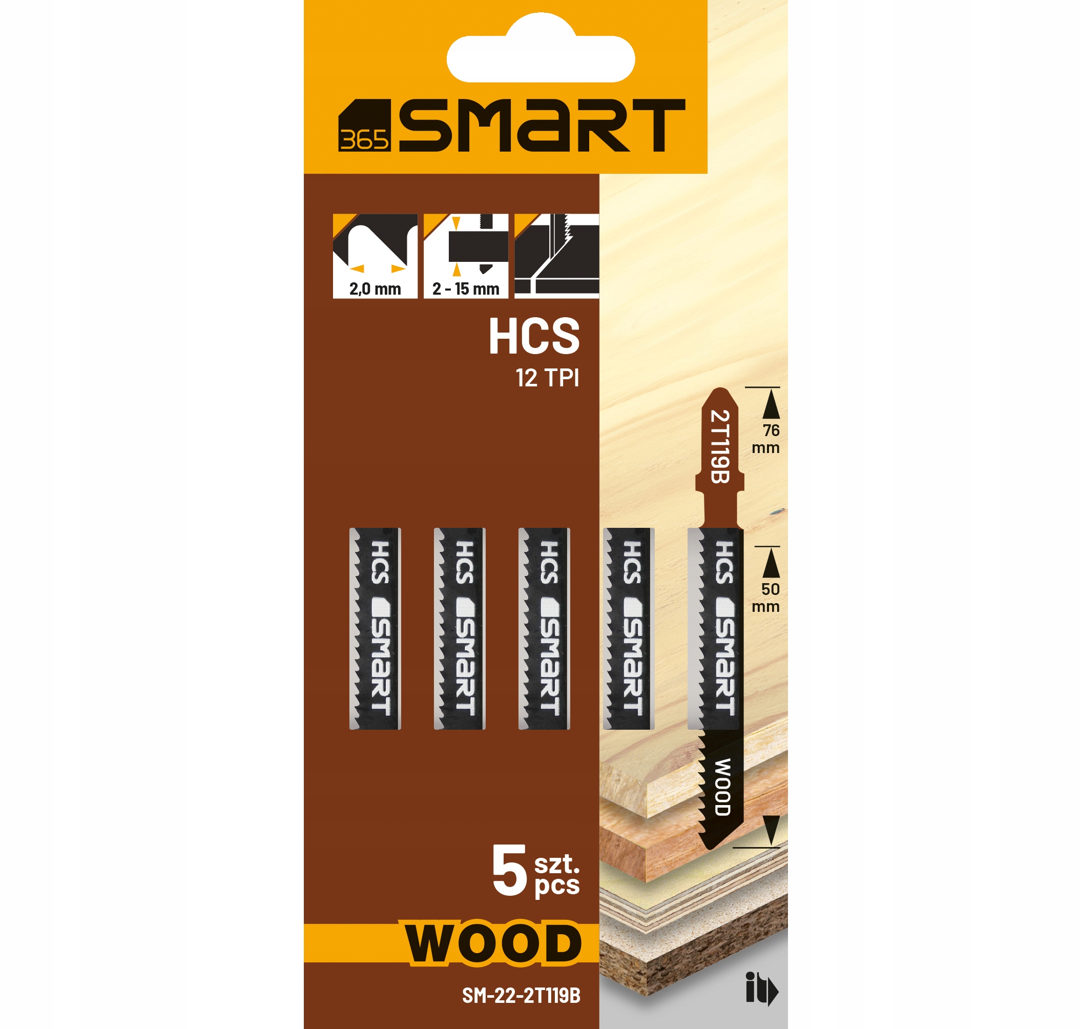 

SMART365 Brzeszczoty Hcs Do Wyrzynarki 12 Tpi 5SZT