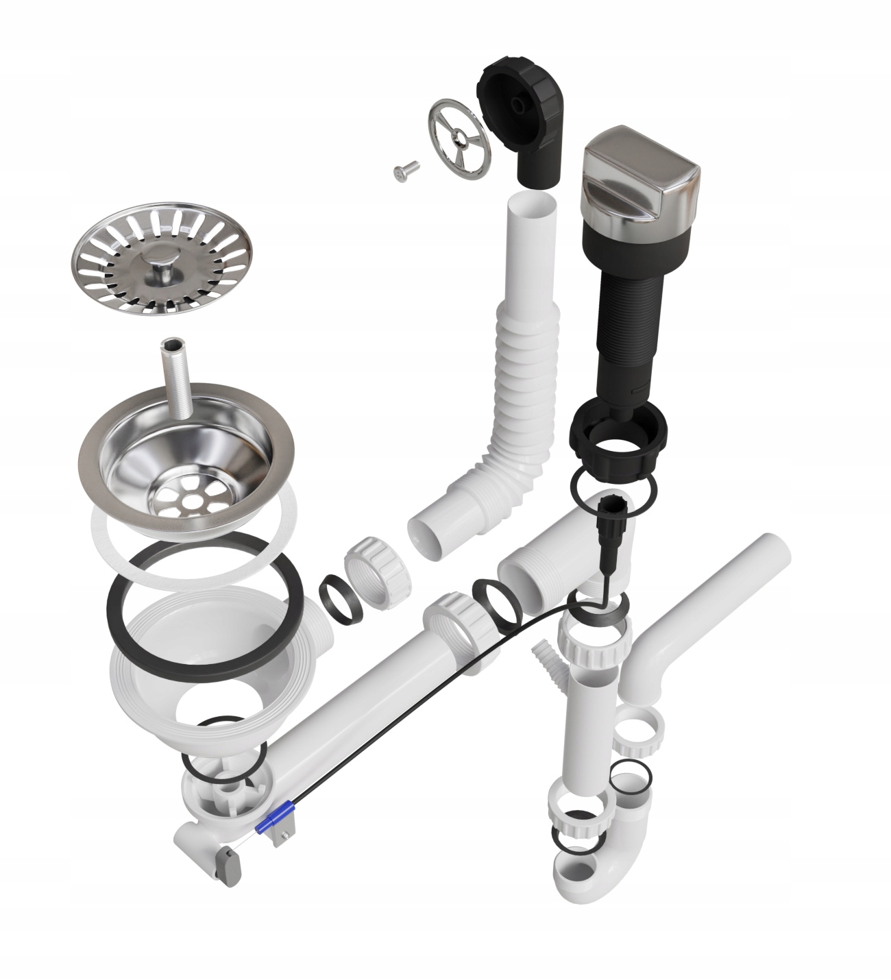 Syfon jednokomorowy zlewozmywakowy automat chrom Kod producenta SYZ/AT-1K-CH/634462