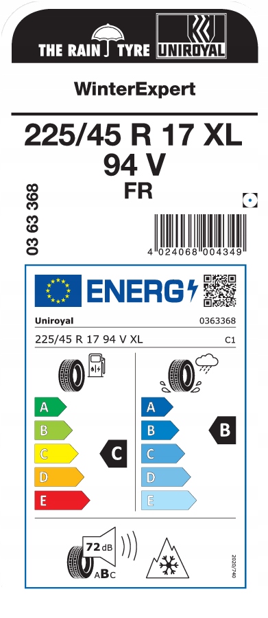 Uniroyal WinterExpert 225/45R17 94 V (3PMSF) FR Sezon zimowe