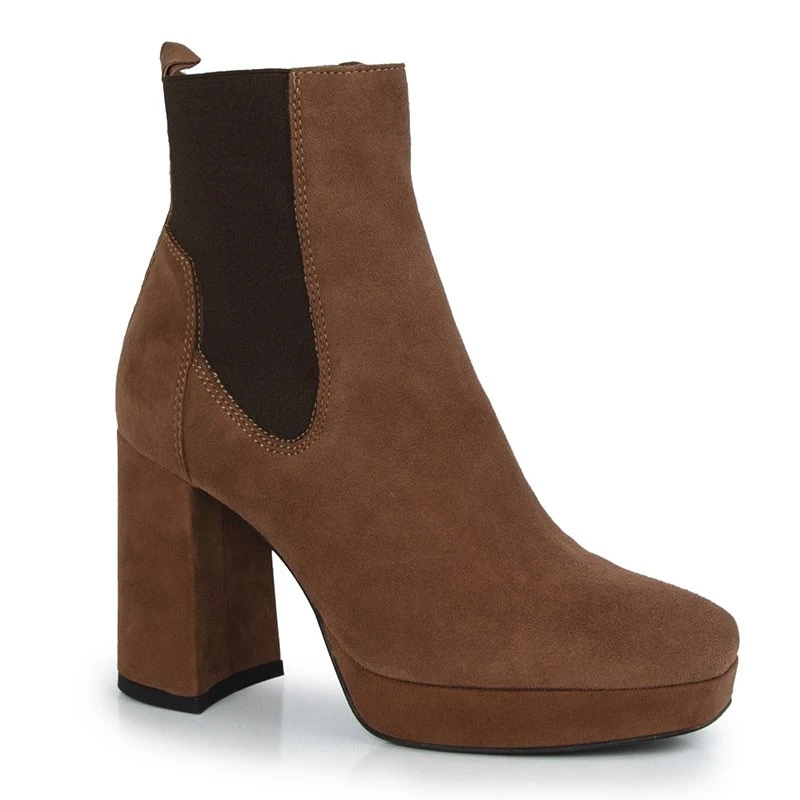 Simen 4741A Kotníkové Boty Sloupek Kůže Semiš Hnědá Rudá 37