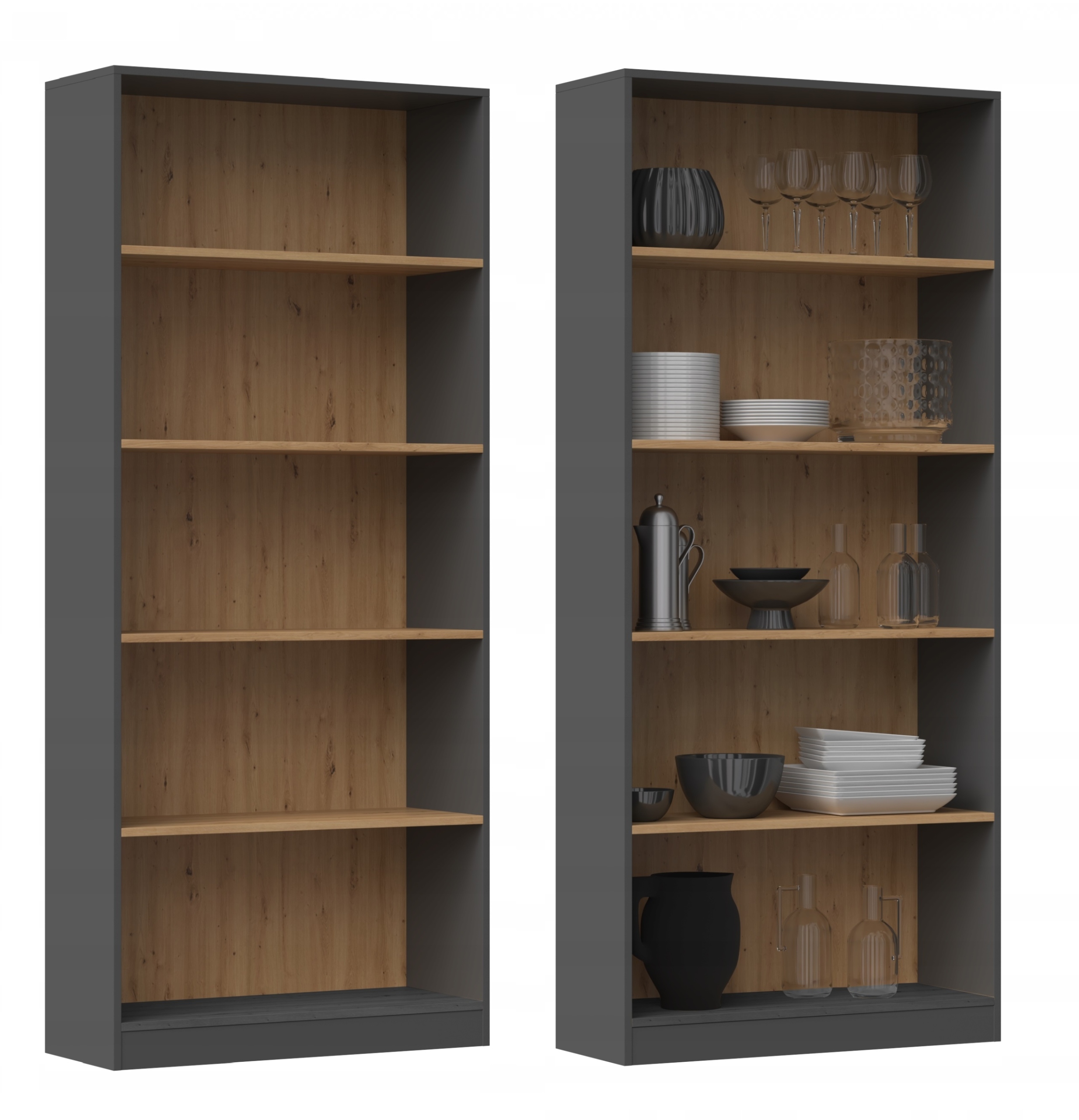 Книжная полка 80см шкаф R80 книги антрацит дуб ARTISAN