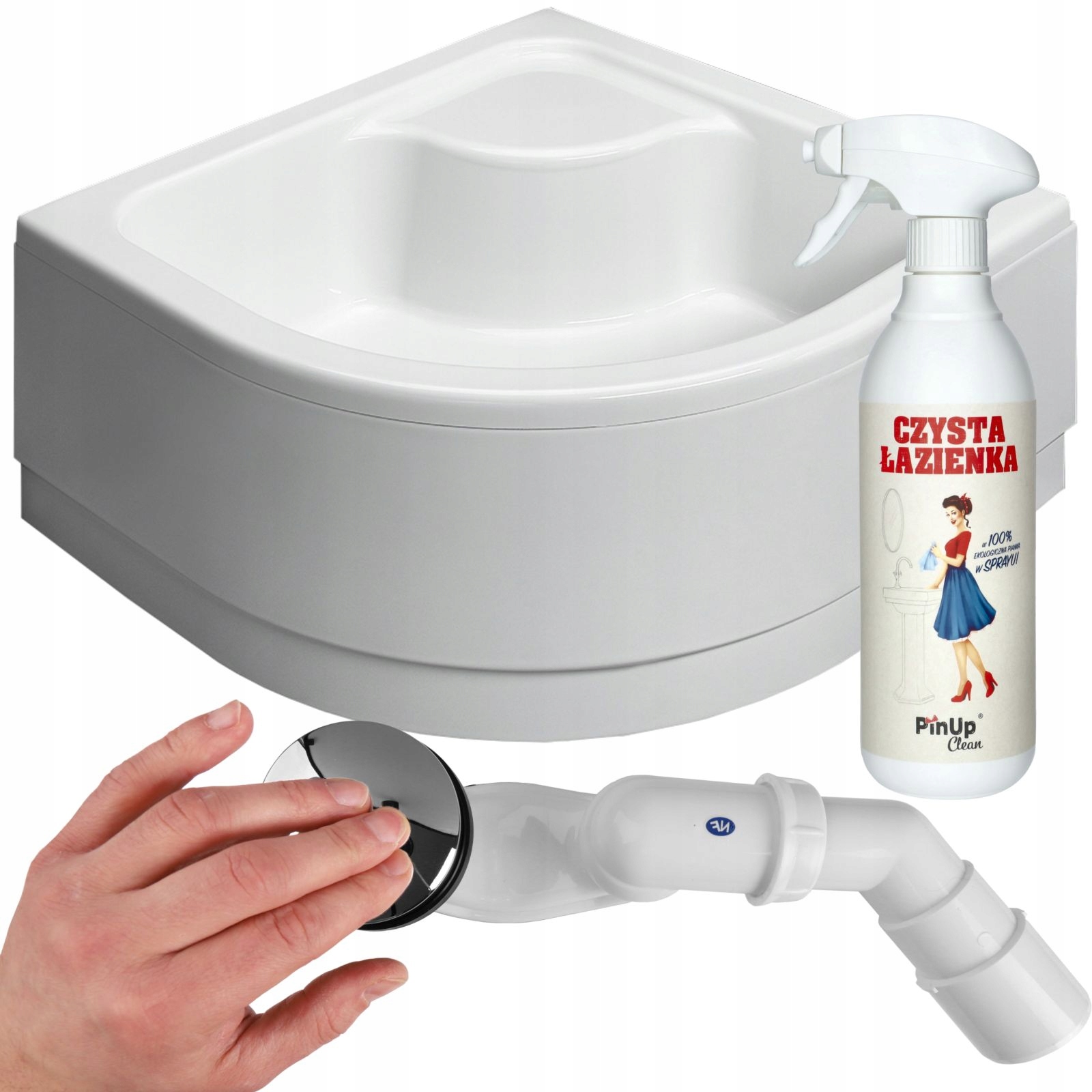Brodzik 80x80 prysznicowy wysoki akrylowy głęboki półokrągły syfon Premium
