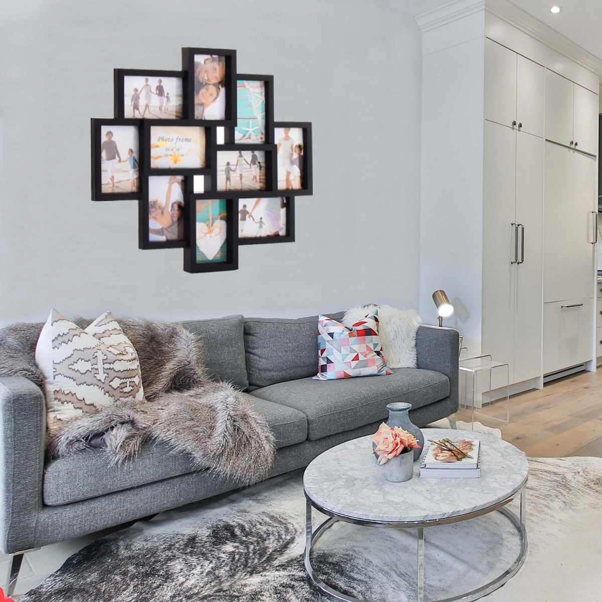 ZESTAW RAMEK NA ZDJĘCIA CZARNA GALERIA FOTO MULTIRAMA RAMKI 10 x ZDJĘĆ Materiał tworzywo sztuczne