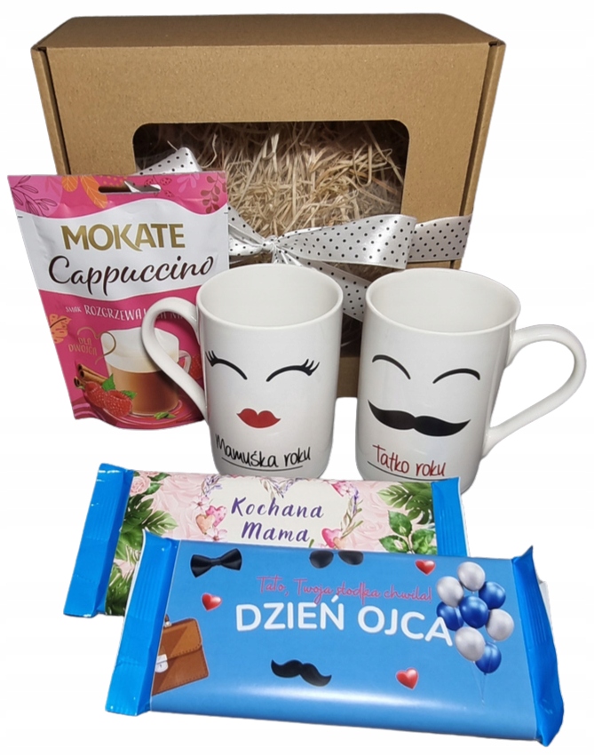 Dárková Sada pro rodiče Svátek Matek a Den otců Šálky Káva Sladkosti