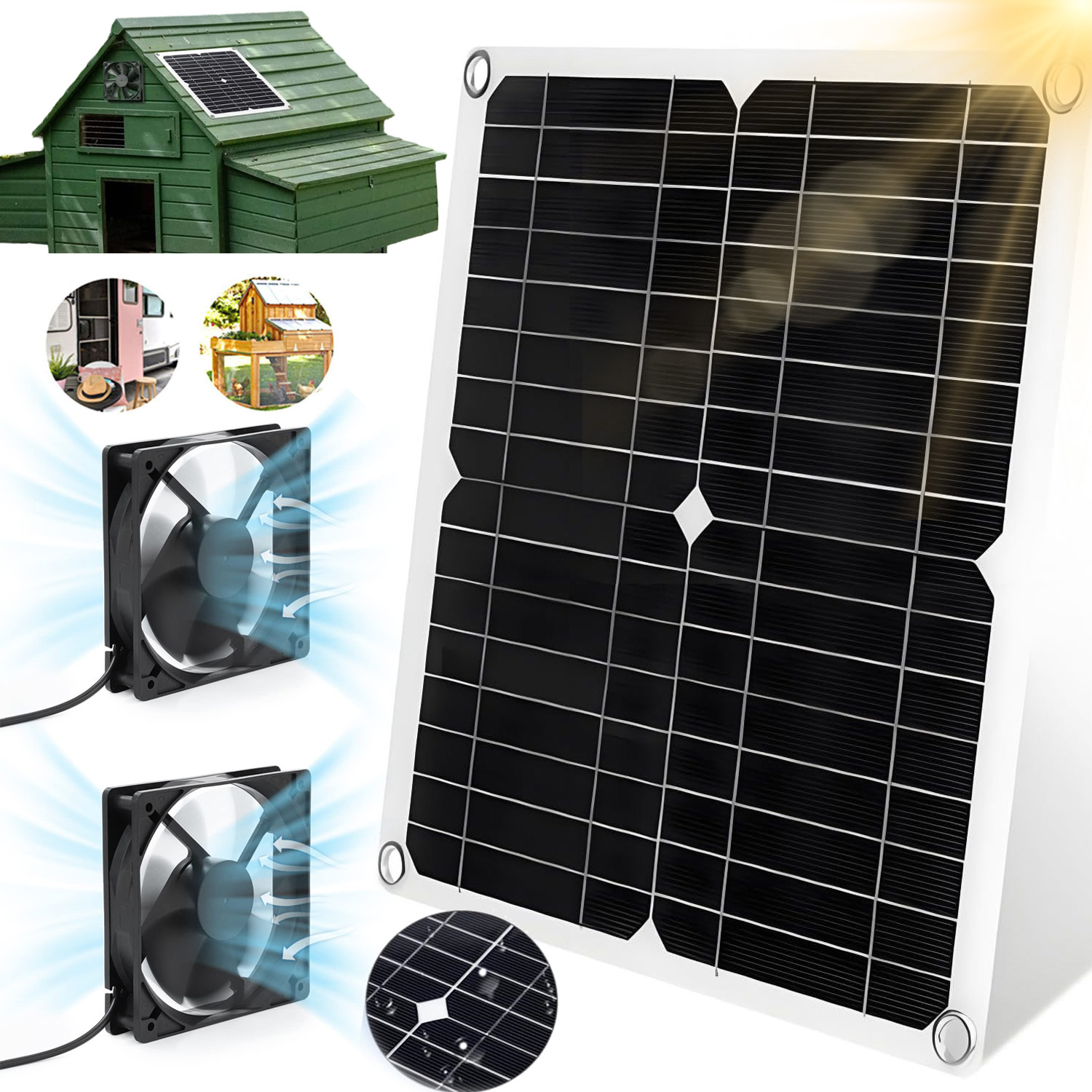Zewnętrzny Panel Solarny Wentylator 12W Wodoodporny Podwójny Z Wentylator