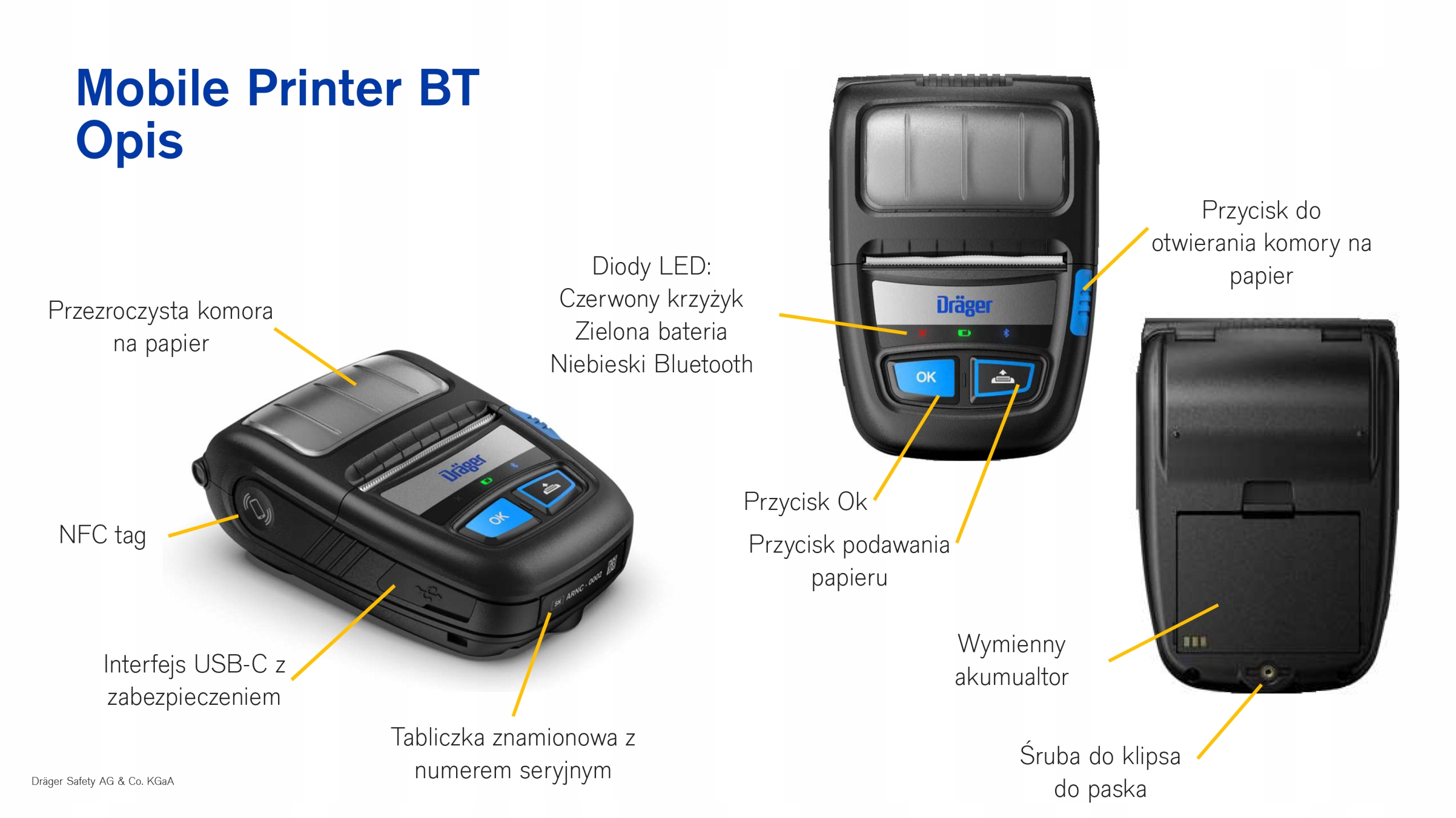 Drukarka Drager Mobile Printer BT Nowy Model Model Mobile Printer BT
