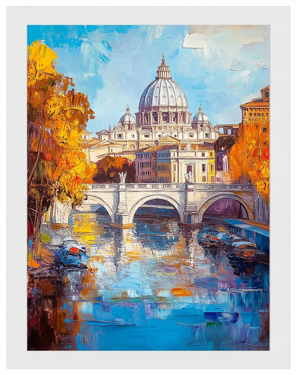 Plakát Rámeček Dřevo Město Řím Vatikán Bazilika Tyber Podzim 60x80