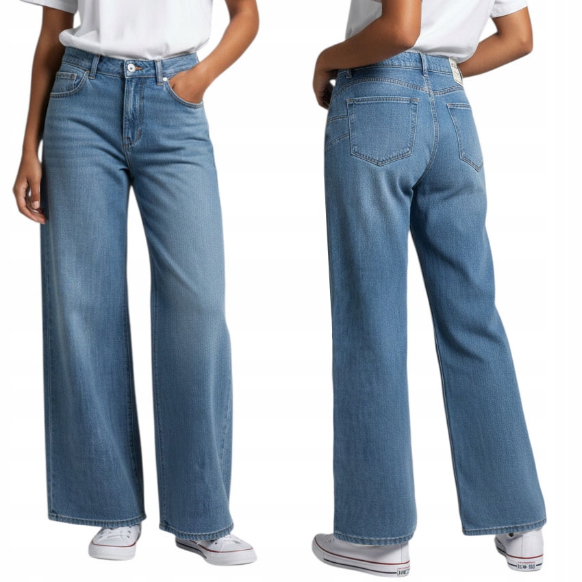 M.sara Damskie Spodnie Jeansowe Szerokie Nogawki Szwedy Push-up 46-3XL