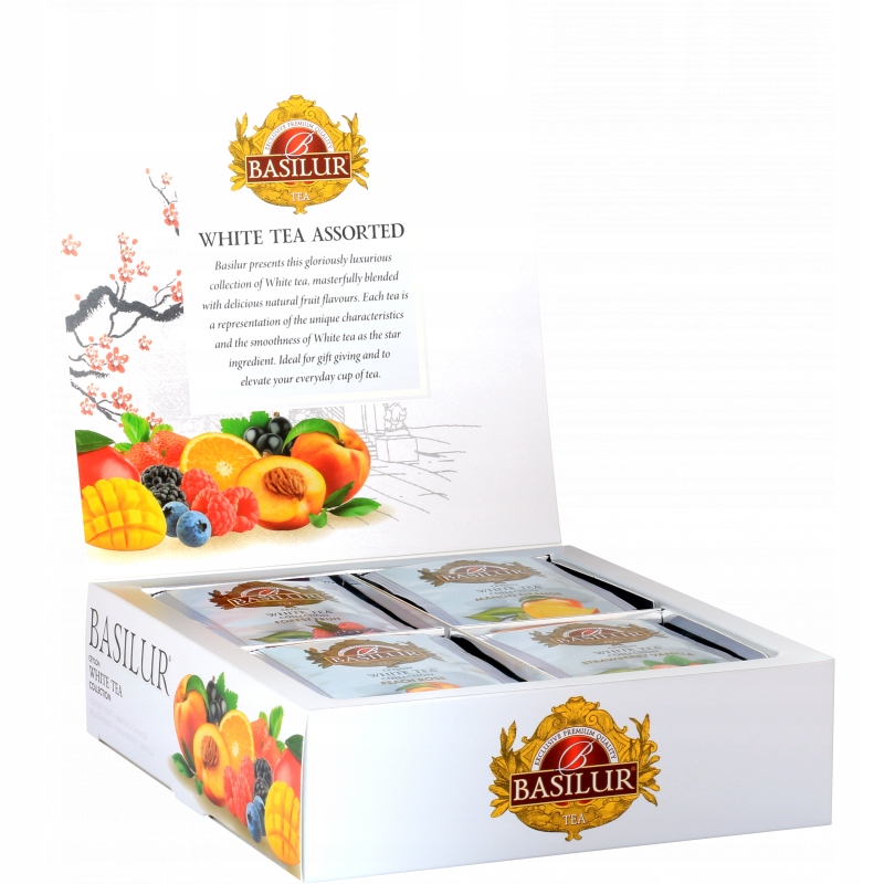 Levně Sada čajů Basilur White Tea 40 sáčků 4 Příchutě Čajová Sada Na Dárek