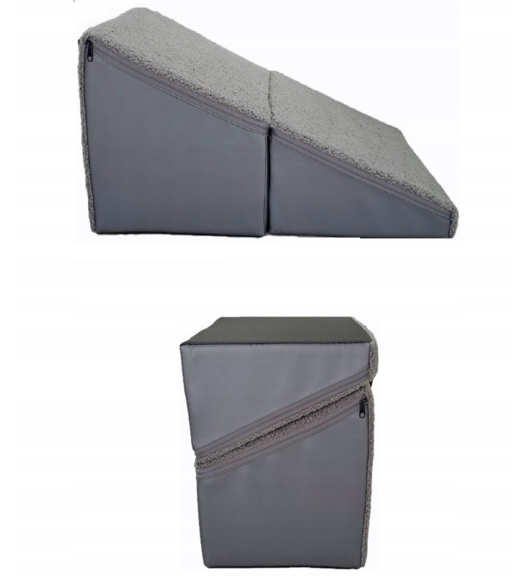 Levně Schody plošina pro psa kočku 2v1 Taburet rampa Eko Kůže Grafit Boucle Grafit