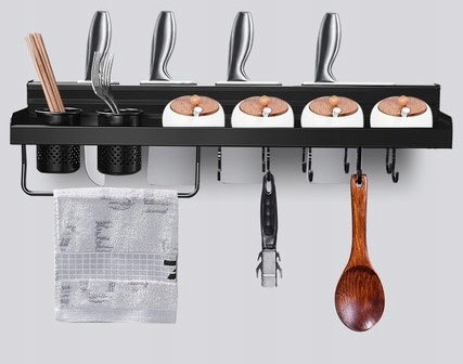 PÓŁKA KUCHENNA WISZĄCA Z HACZYKAMI 70 CM B023