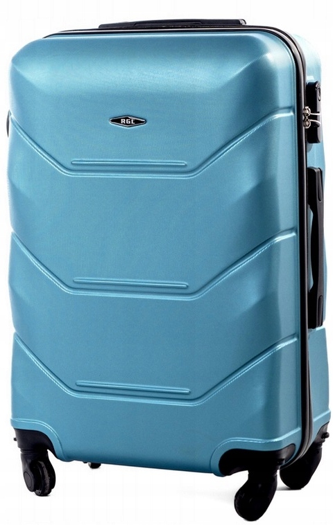 Duża Walizka Podróżna Rgl Twarda Bagaż Rejestrowany Niebieski Metaliczny