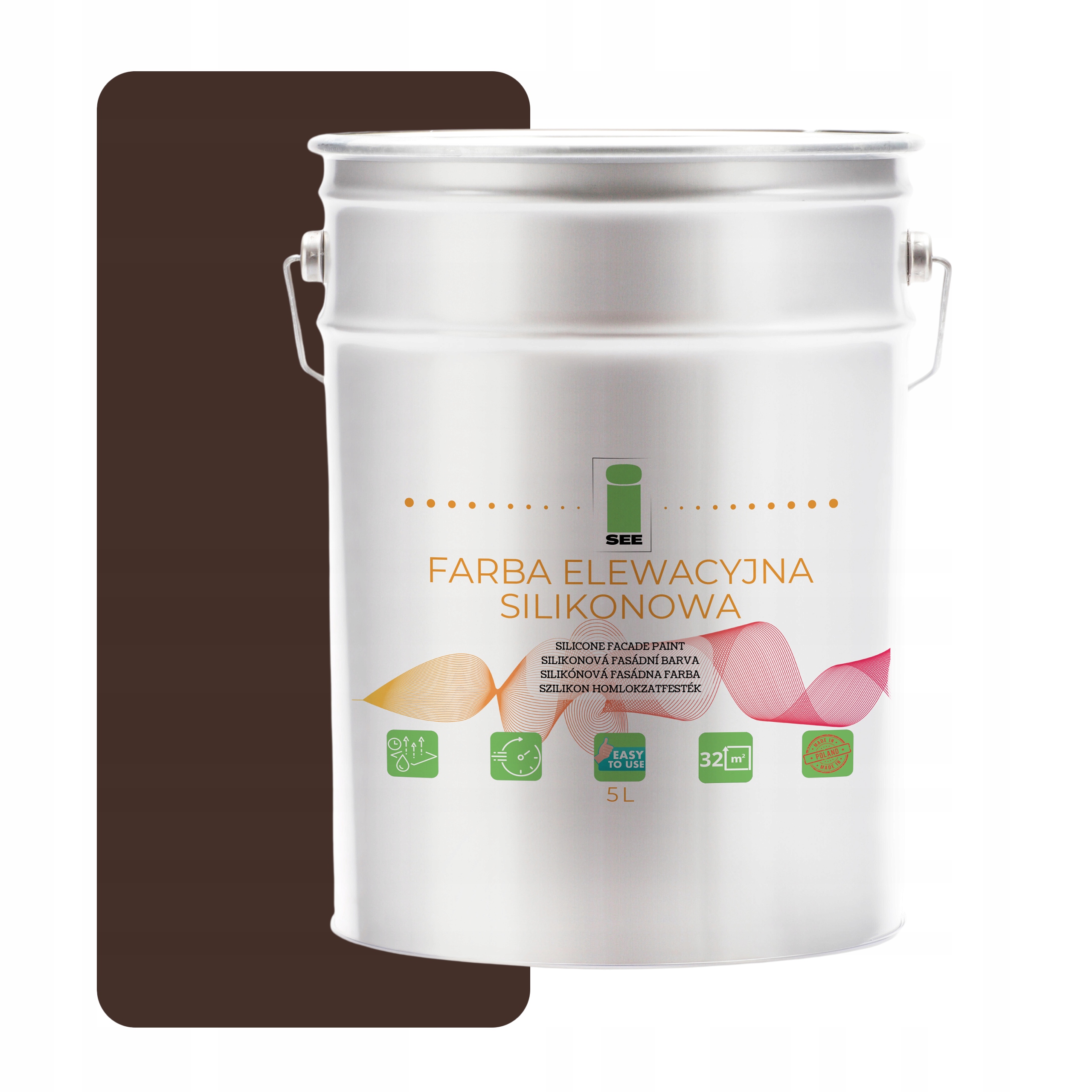 Fasádna Silikónová Fasádna Farba Hnedo-čokoládová 5 L Proti Riasam