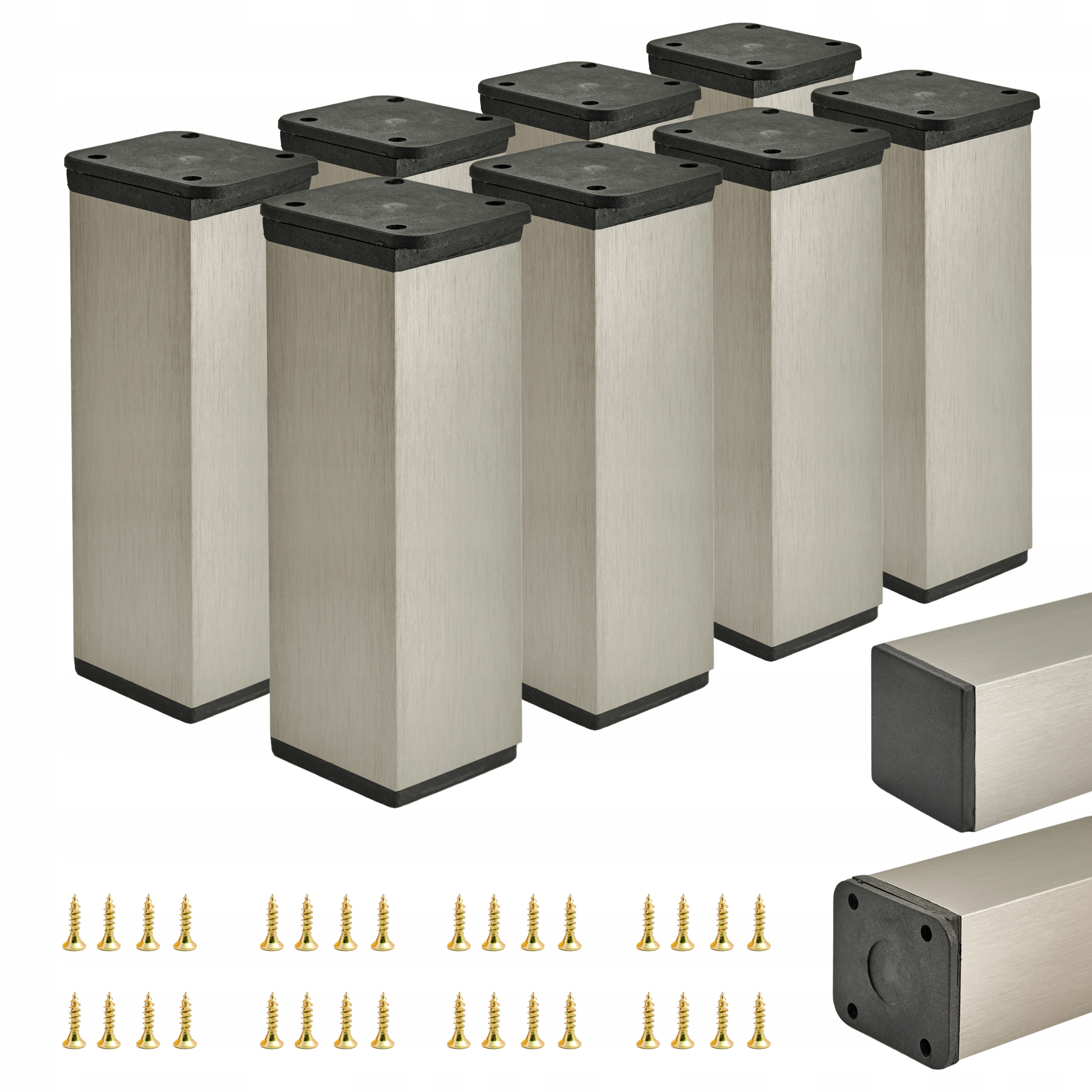 8 x Noha Nábytková Noha Stopka Nastavitelná 12 CM Inox