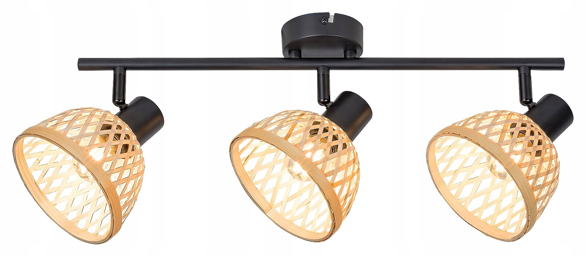 Stropná lampa Rabalux Ratan E14 3x15W čierna matná/prírodná