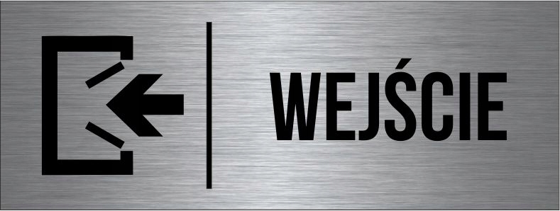 TABLICZKA WEJŚCIE Aluminium Piktogram Srebrna