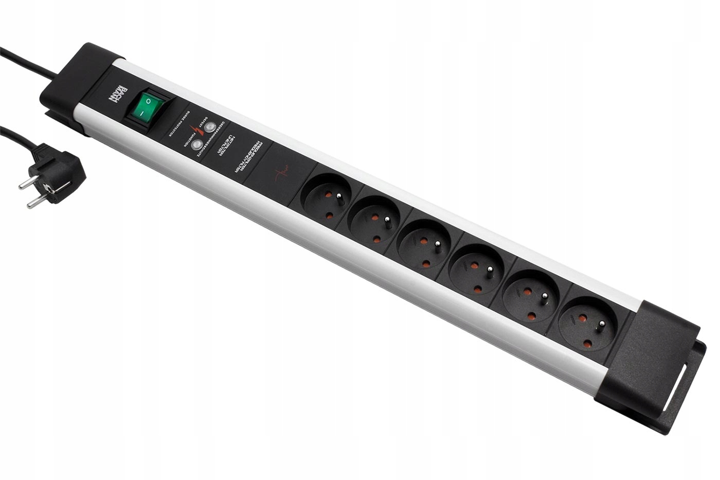 Bachmann Násobná zásuvka CONNECTUS,7/7-6x zás.CZ,vyp, přep.ochrana,2m,šedá