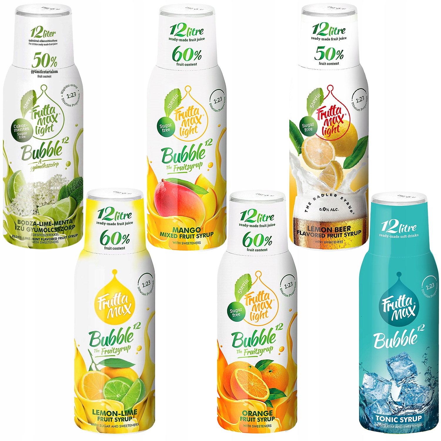 6x SYROP FRUTTAMAX LIMONKA TONIC RADLER POMARAŃCZ