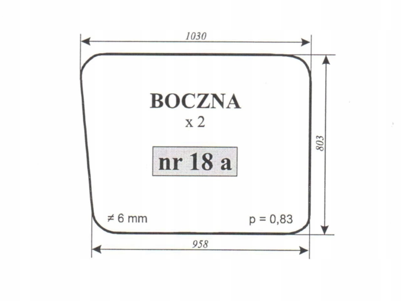 БОКОВОЕ СТЕКЛО СТАРЫЙ ТИП ОСТРОКОНЕЧНЫЕ 18A