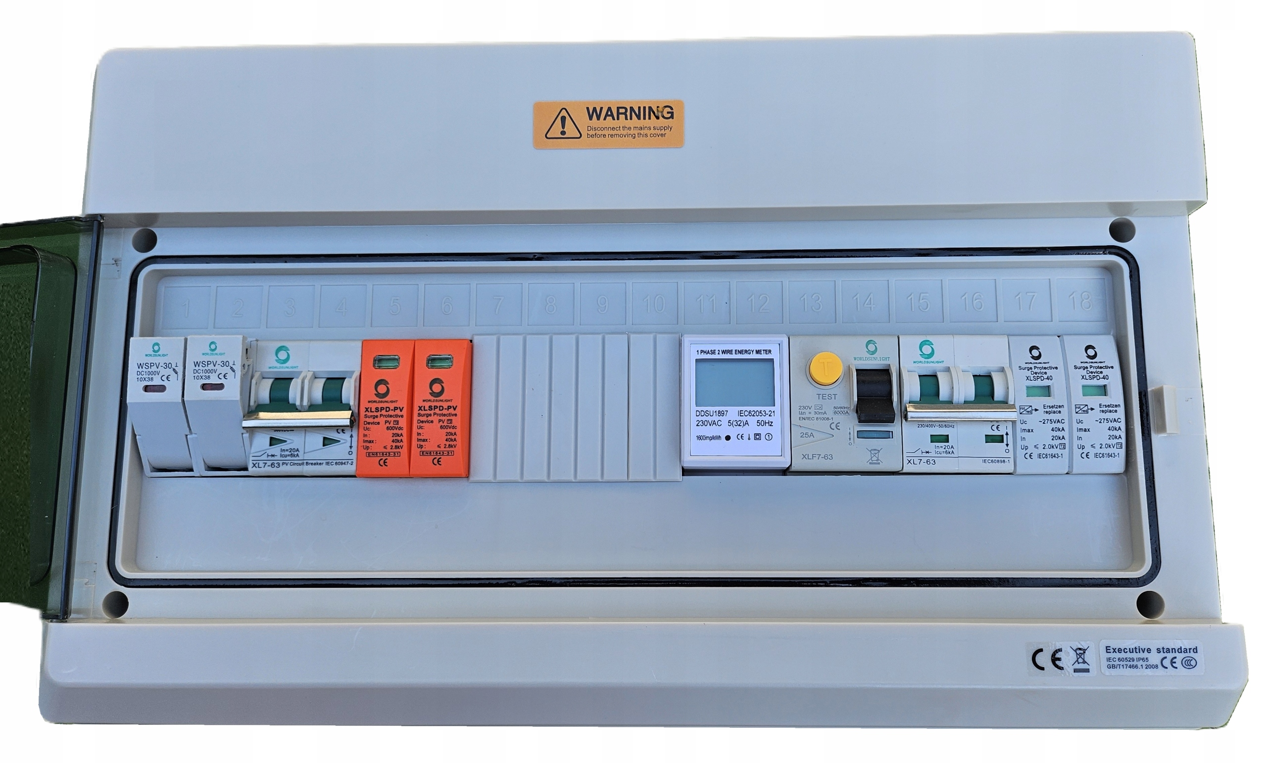 New Rozdzielnica Zasilania 18P IP65 Ac/dc Fotowoltaika 1 String Licznik