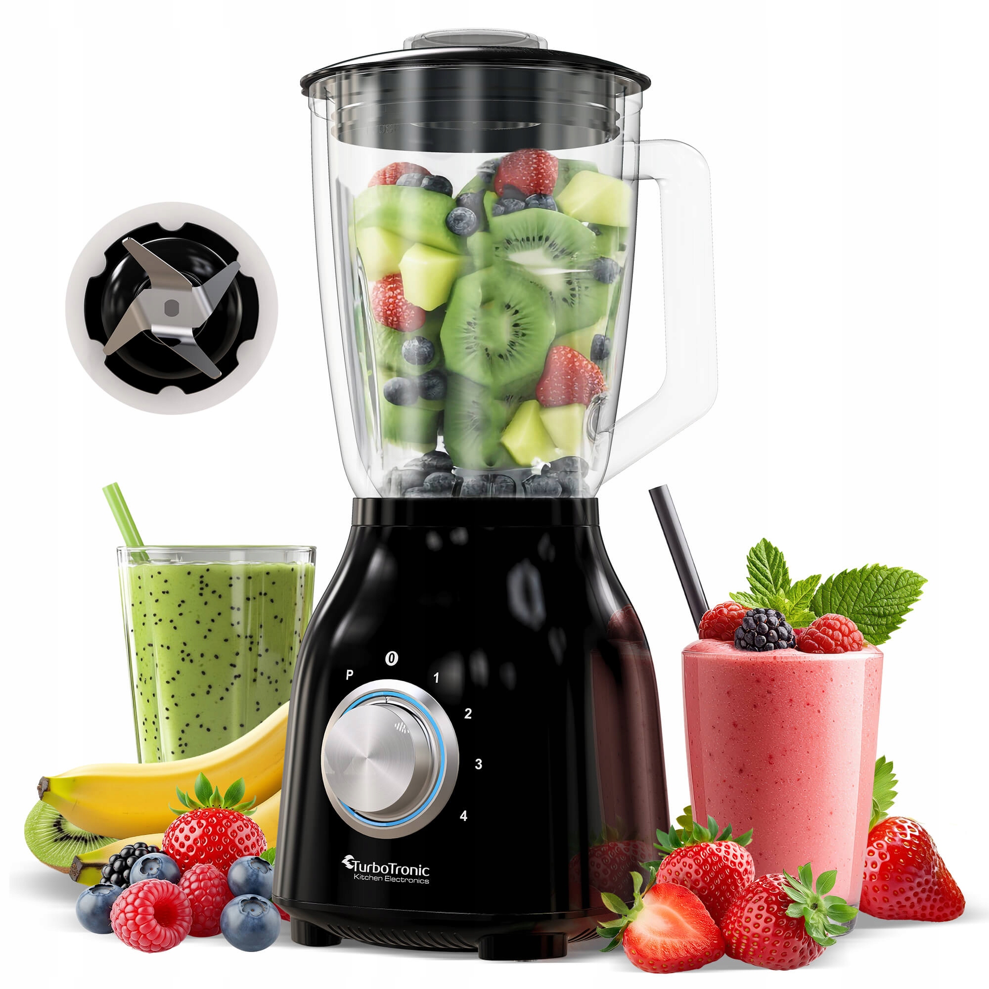 Blender Kielichowy Szklany Max 1400 W kruszy lód
