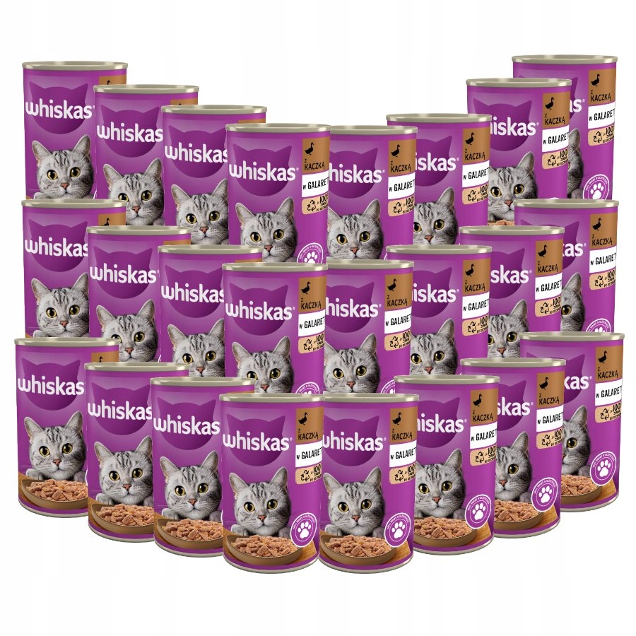 Levně Whiskas s kachnou v želé 24x400g Plechovka Mokrá