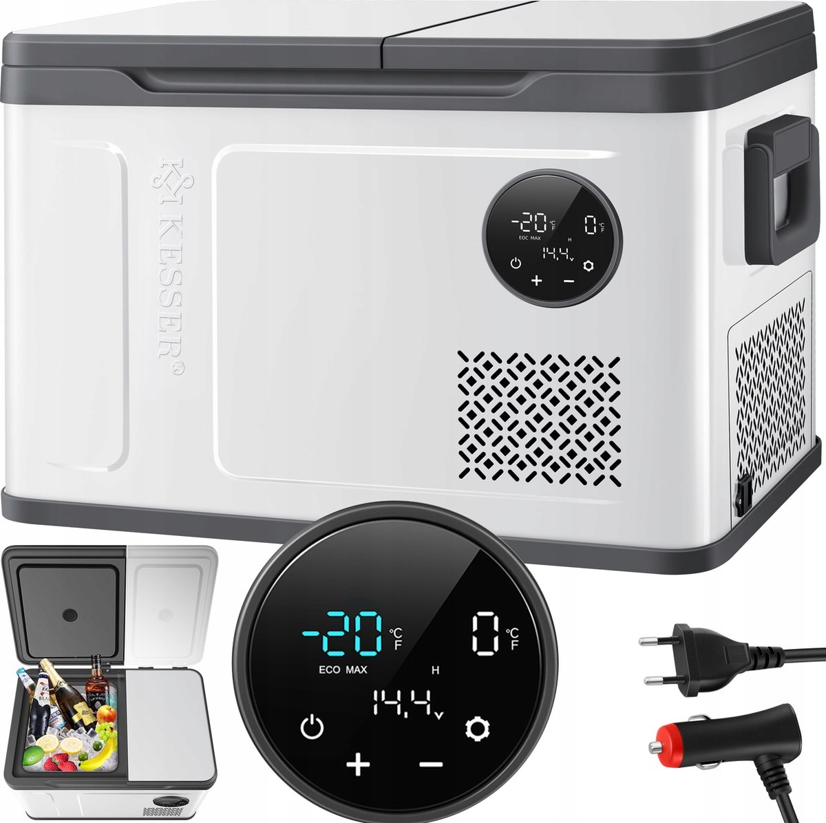 Lodówka kompresorowa turystyczna 2 w 1 lodówko-zamrażarka 49 L/ kes201