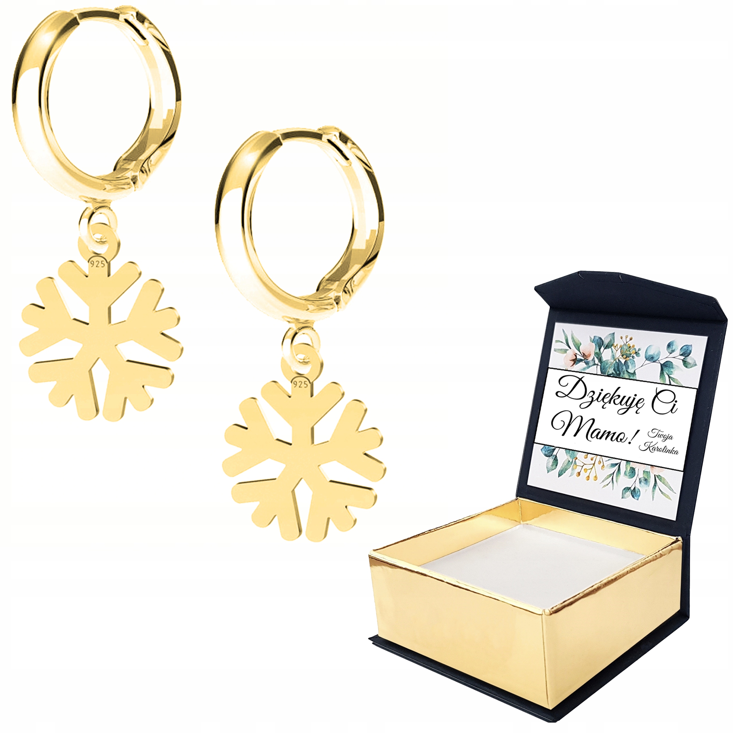Náušnice zlaté 925 Vločka s Vlastním Potiskem