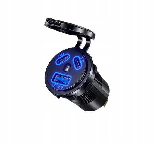 GNIAZDO ŁADOWANIA12V/24V 45W USB C I 18W 3.0 USB