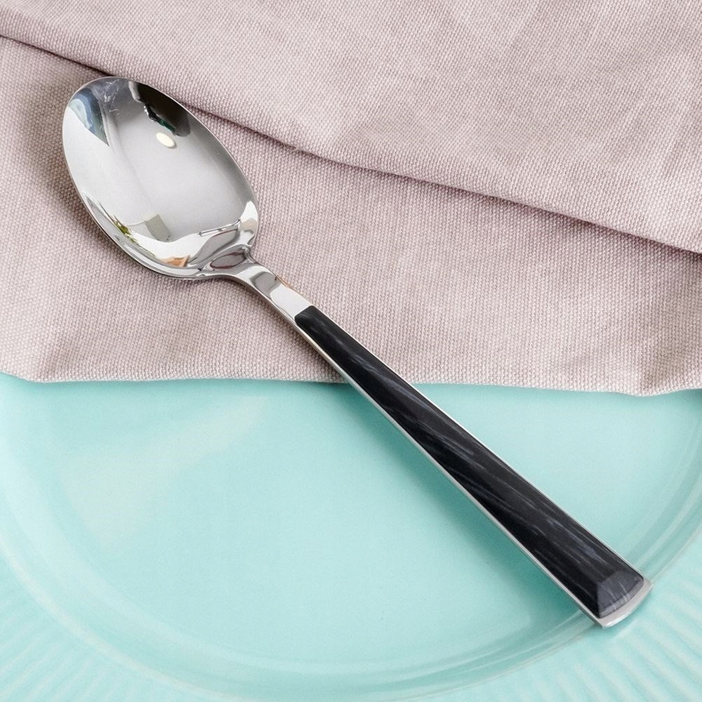 Łyżka STOŁOWA obiadowa stalowa srebrna czarna NAVA Arya Stan opakowania oryginalne