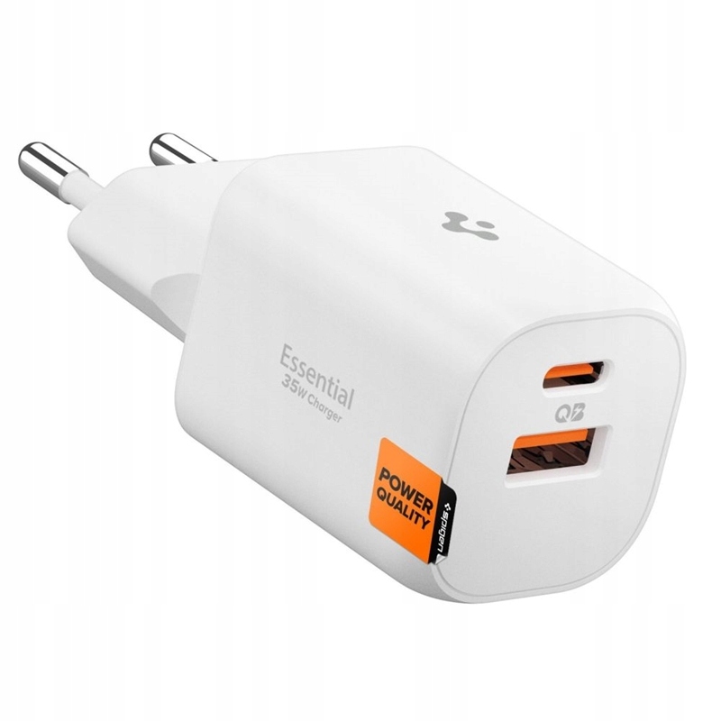 Spigen Essential – síťová nabíječka Usb-c Usb-a 35W (bílá)