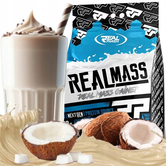 Gainer sacharidová bílkovina Real Pharm Real Mass Bílá Čokoláda Kokos 6800 g