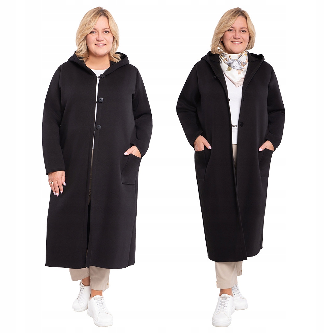 Černá dlouhá teplá mikina s knoflíky plus size, velikost 56/58