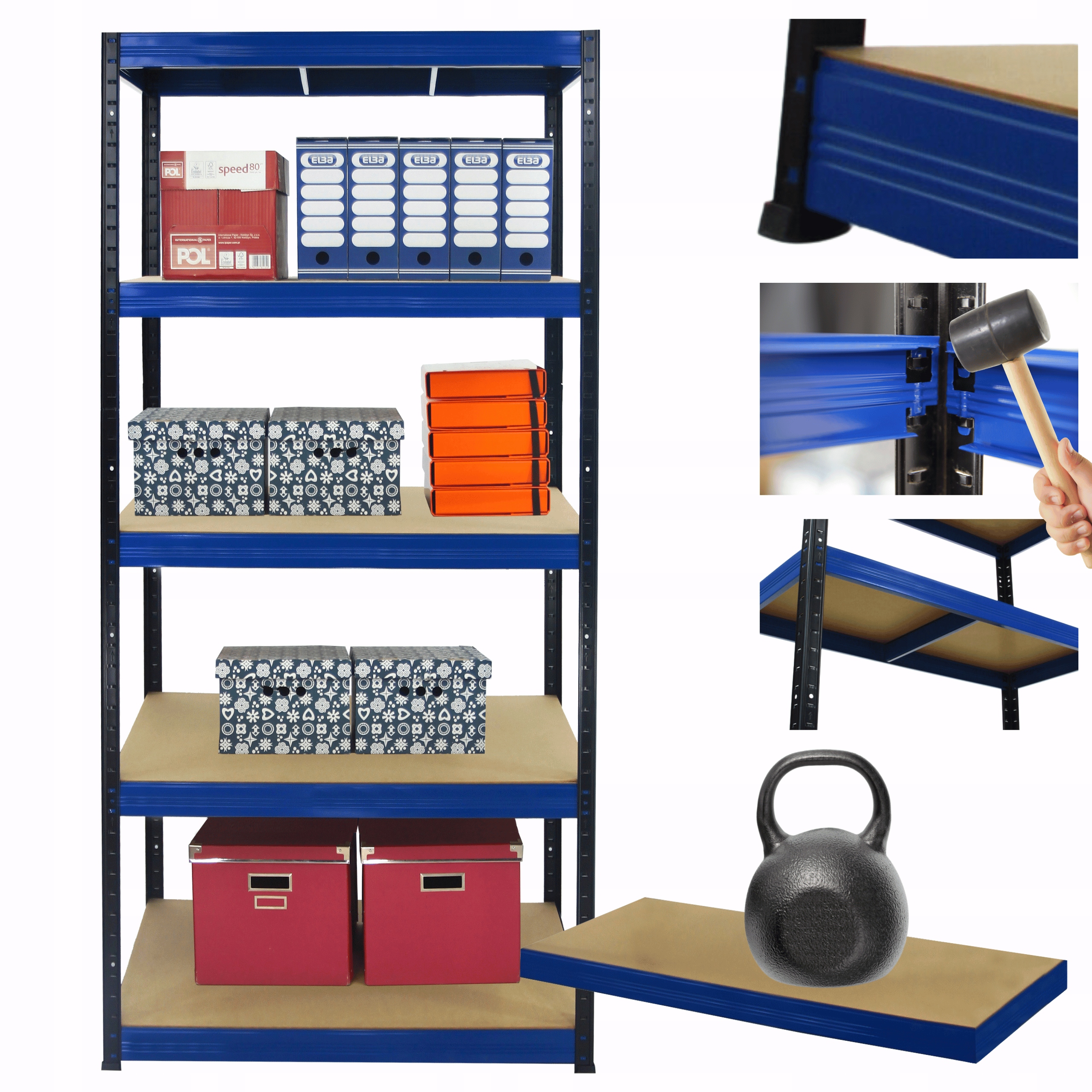 Dielenský regál, kovový stojan Helios 196x100x40 cm 5Px175 kg, Výrobca