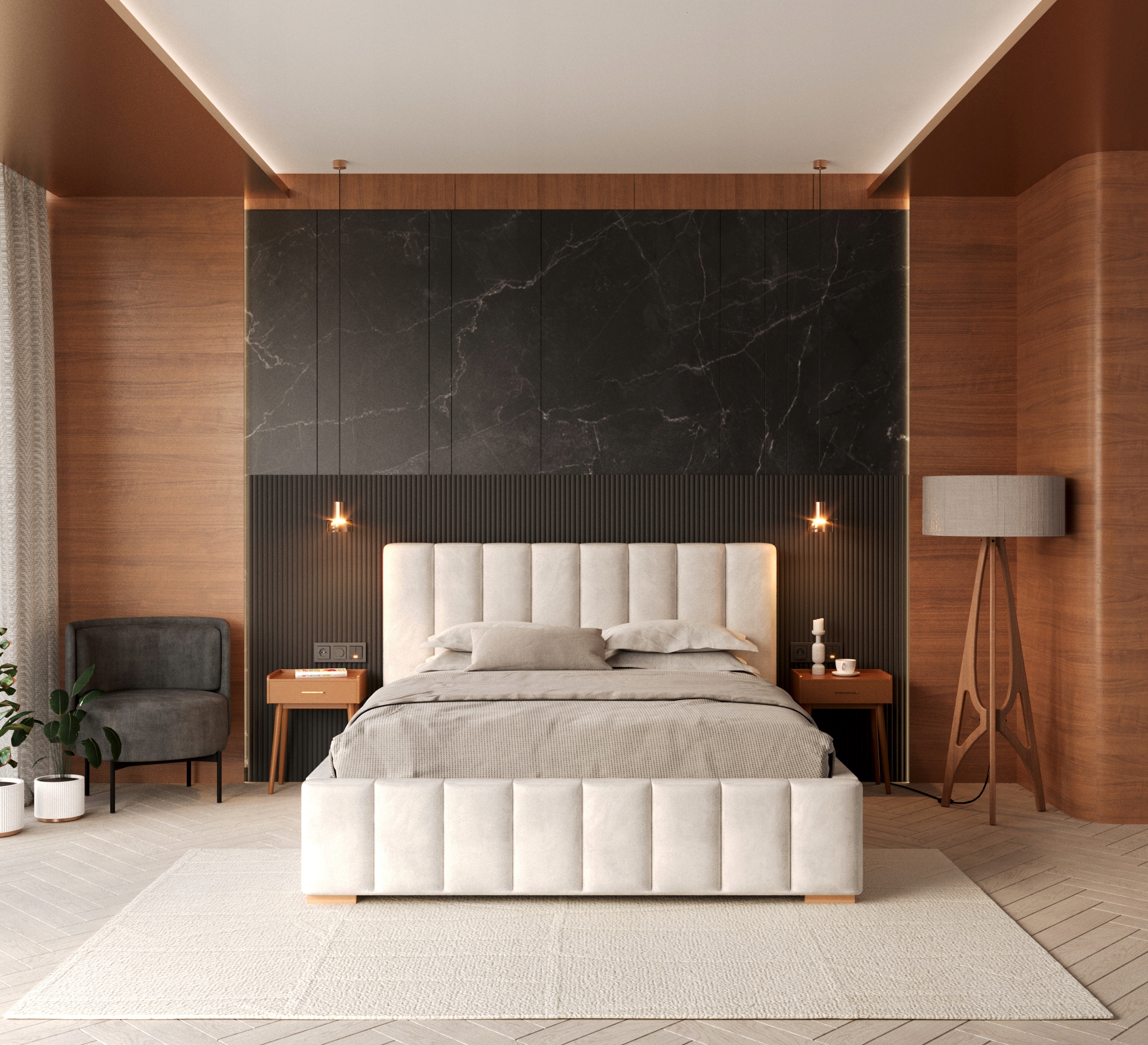 Postel 180x200 čalouněná kovová konstrukce Austin s úložným prostorem