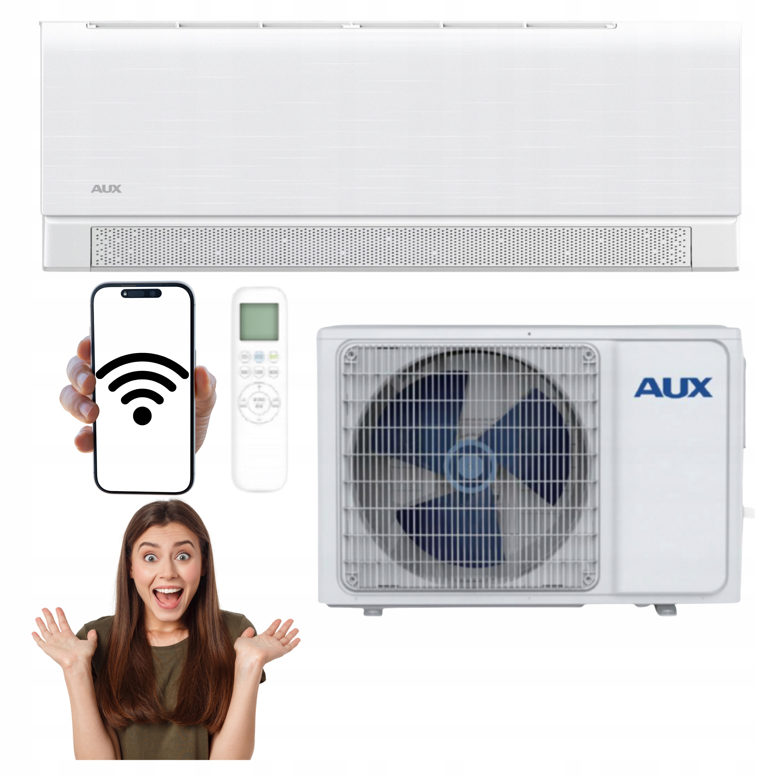 Nástěnná klimatizace Aux C-Smart 2,75 kW 30 m2 Funkce Ohřevu WiFi Ionizace