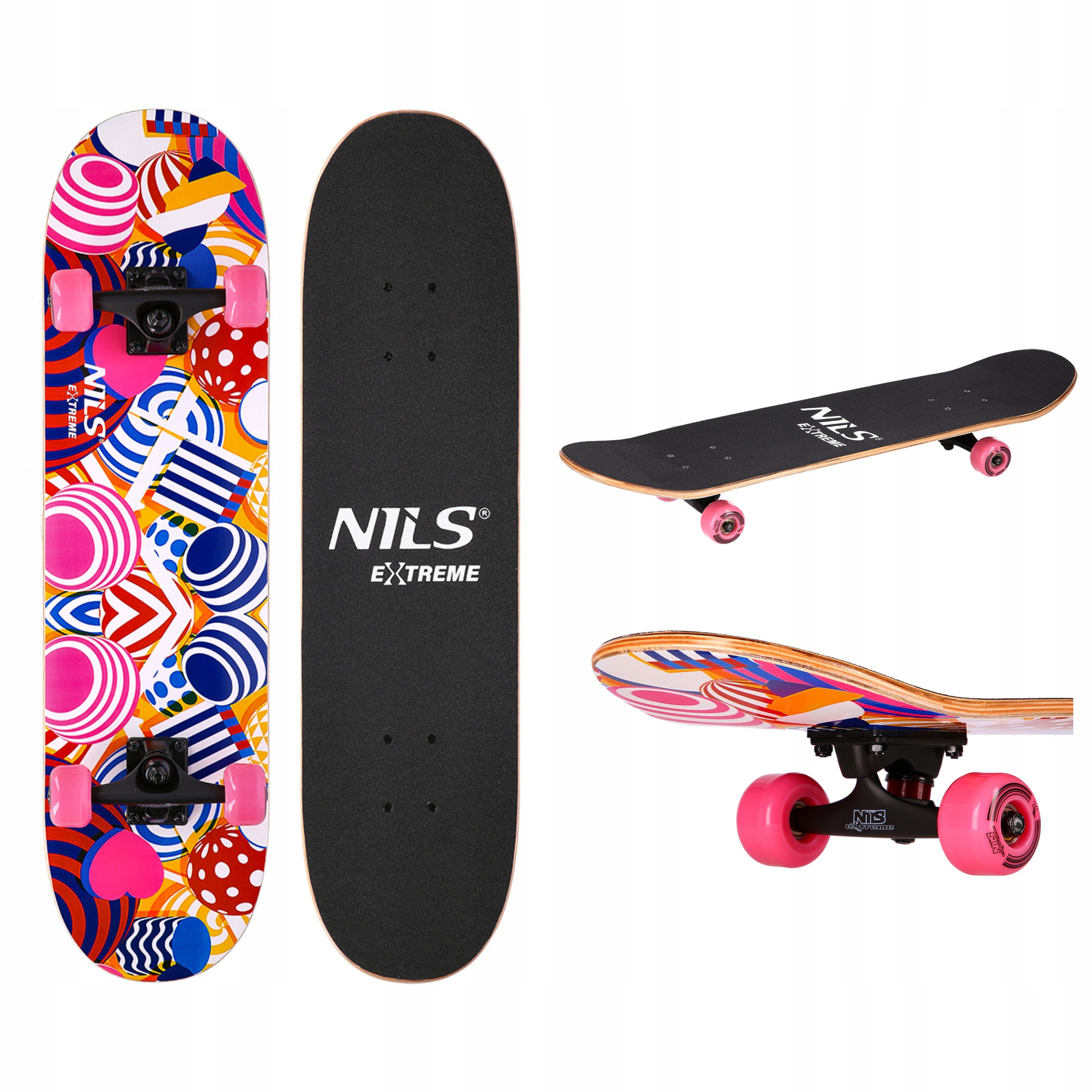 Deskorolka do jazdy miejskiej skatepark 100kg Abec 7 Nils Extreme