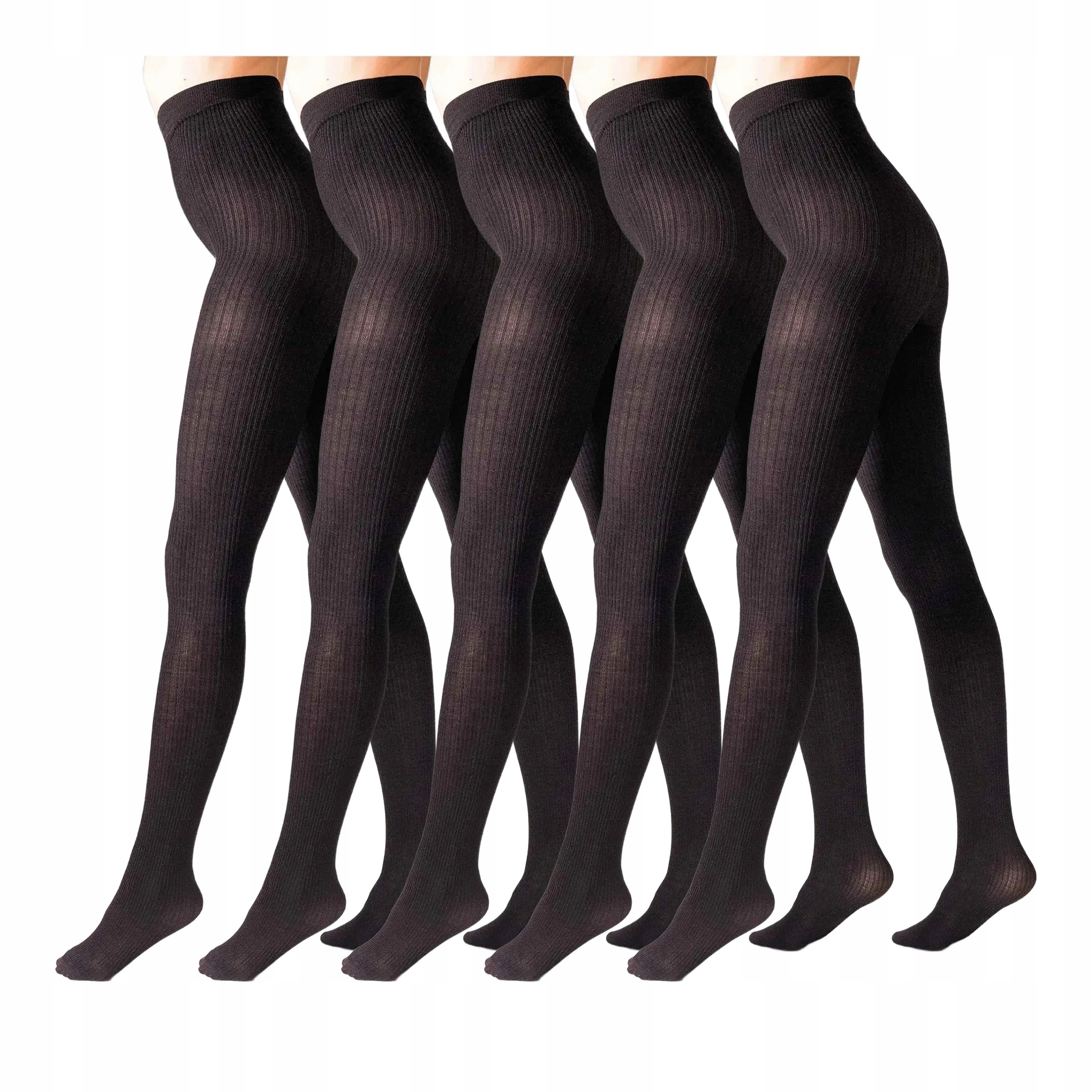 5 párů Punčocháče z merino vlny přírodní proužek L2010 Wool 5x Bronz 4-L