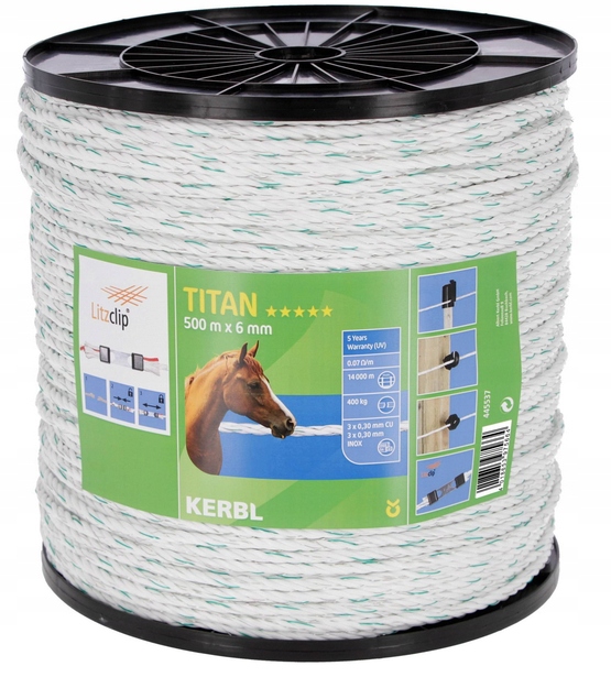 Titanová Plotová Šňůra 500X6 MM Strong Bílo-zelená Kerbl