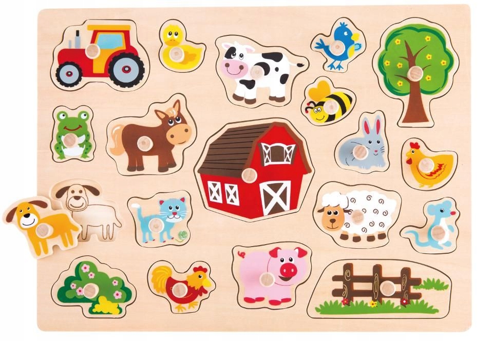 

Lelin Układanka z uchwytami puzzle drewniane Farma