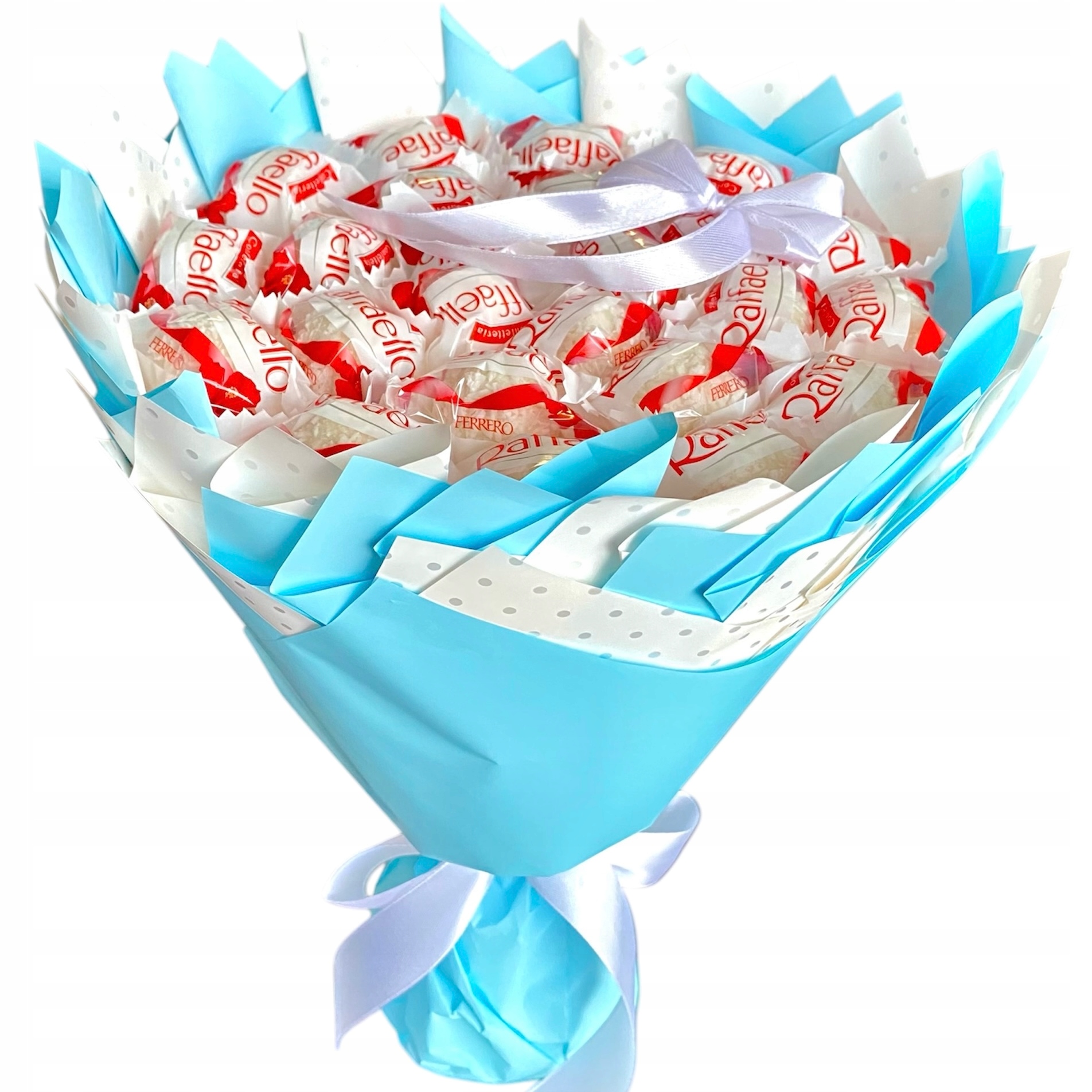 Słodki bukiet Raffaello dla syna brata chłopca na Baby Shower