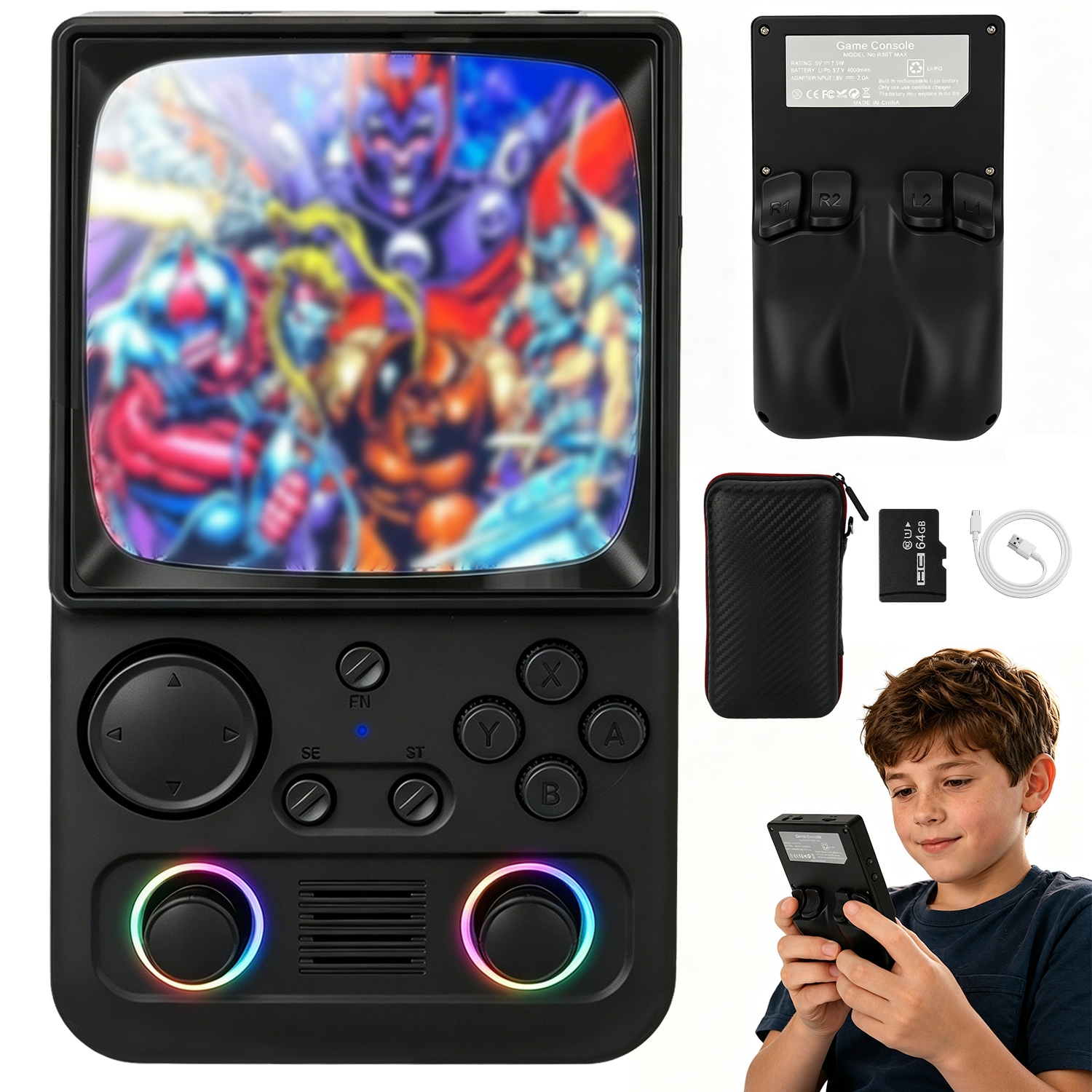 Przenośna Konsola Do Gier Retro Handheld R36TMAX 4.0 Ips 64GB Rgb Dzieci