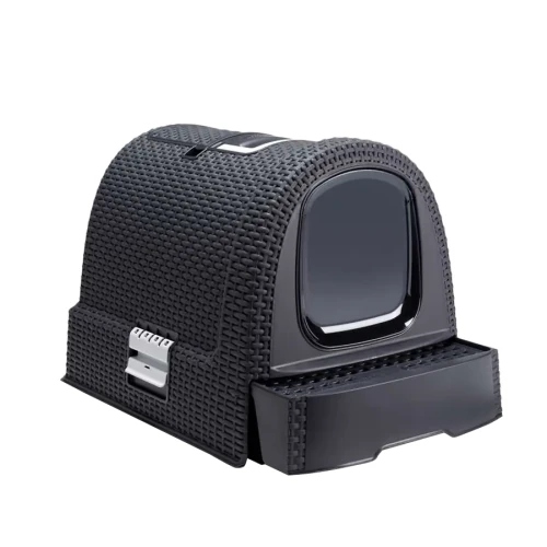 Levně Toaleta pro kočky Curver – uzavíratelná – grafit