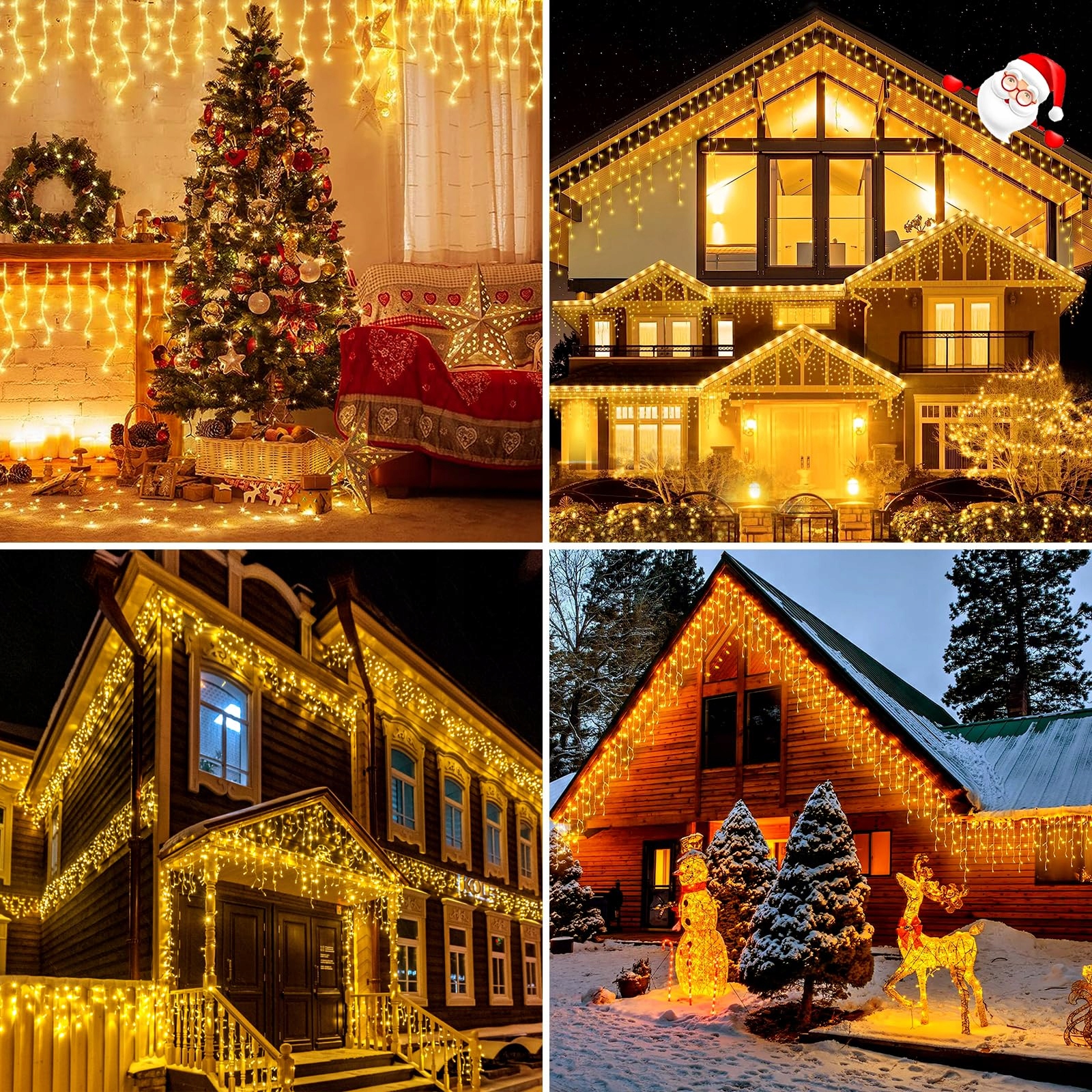 MXJFYY LAMPKI WODOODPORNE GIRLANDA KURTYNA SOLARNA ŚWIETLNA 7M 256LED — miniatura 4