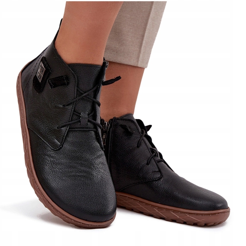 Dámské Polobotky Barefoot Přírodní Kůže Ozdoba Zazoo 30072 Černé 37