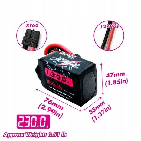 Akumulator CNHL LiPo 6S 22.2V 1300mAh 100C XT60